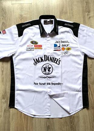 Бавовняна сорочка чоловіча гоночна з нашивками jh design nascar authentic