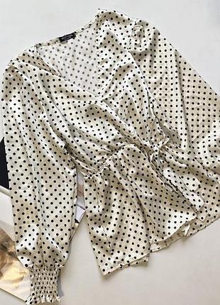 Красива блуза горох під сатин 14 хл