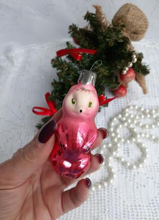 Белка 🎄🐿☃️ елочная игрушка ссср стекло эмали советская новогодняя рождественская подвеска белочка белка бельчонок винтаж