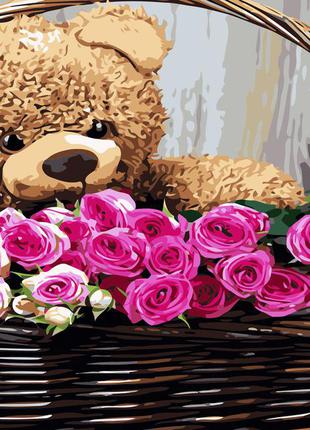 Художественный творческий набор, картина по номерам мишка в подарок, 50x40 см, «art story» (as0469)