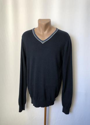 Темно-синий тонкий джемпер синий тонкий ben sherman вискоза кашемир деловой стиль