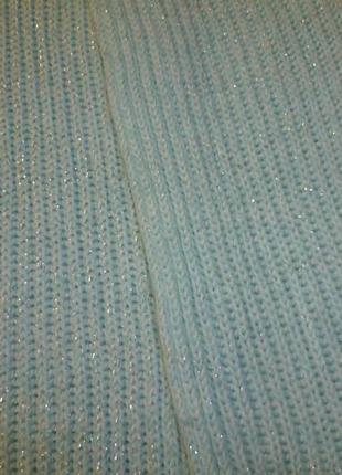 Теплый небольшой шарфик шарф нежно-голубой с люрексом5 фото