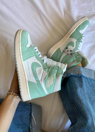 Женские кроссовки nike air jordan 1 retro high og turbo green