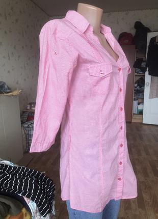 Блуза плаття блузка плаття сорочка сорочка розове рожеве в горошок, бавовняна блуза коттон6 фото