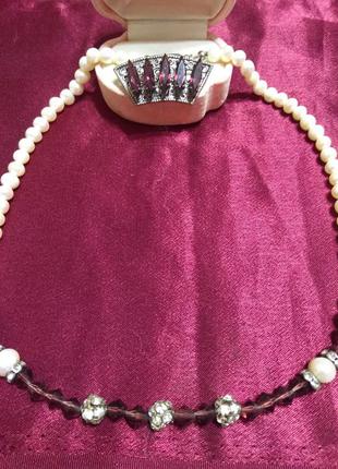 Бусы винтаж морской жемчуг