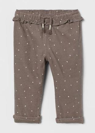 H&m (сша) брненд вельветові штани c трикотажною підкладкою для дівчинки1 фото