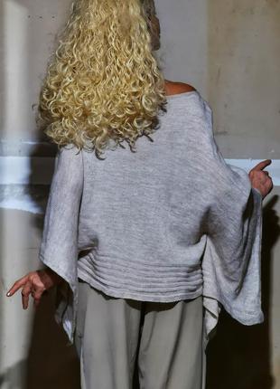 Джемпер с альпакой шерстью итальянский вязаный в принт лицо женщина оверсайз летучая мышь свитер5 фото