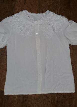 Винтажная блуза с кружевные воротником стиль рустик бохо прованс деревенский стиль3 фото