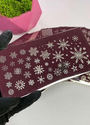 Пластина для стемпинга новогодняя (снежинки)