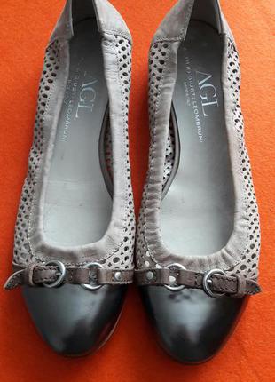 Отличные кожаные балетки туфли vero cuoio италия