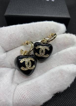 Сережки серце в стилі chanel🔝