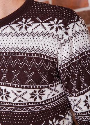 Стильный зимний мужской свитер с шерстью новогодний мужской свитер с принтом новогодним принтованный свитер с принтом зимним теплый свитер шерсть5 фото