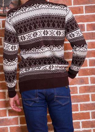 Стильный зимний мужской свитер с шерстью новогодний мужской свитер с принтом новогодним принтованный свитер с принтом зимним теплый свитер шерсть3 фото
