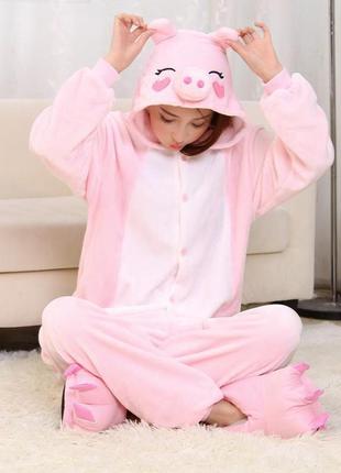 Пижама кигуруми для детей и взрослых свинка|кенгуруми