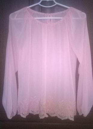 Шифоновая блузка нежно розового цвета1 фото