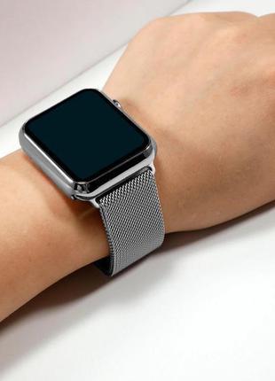 Новый ремешок для apple watch 🍎 миланская петля серебристый / milanese loop silver7 фото