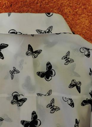 Блуза с бабочками, шифоновая3 фото