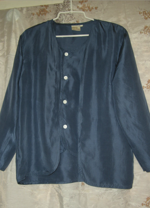 Шикарний піджак,100%шовк,синього кольору,р. m""donna di grento"1 фото