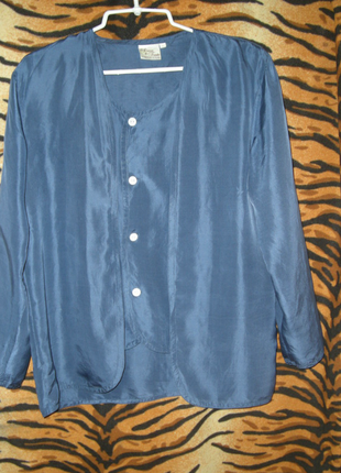 Шикарний піджак,100%шовк,синього кольору,р. m""donna di grento"3 фото