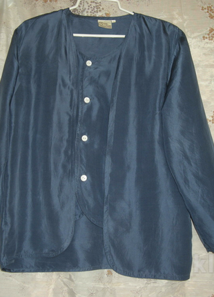 Шикарний піджак,100%шовк,синього кольору,р. m""donna di grento"2 фото