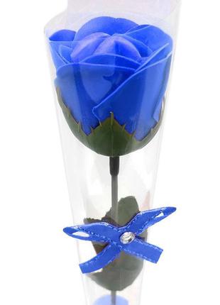 Мильна троянда в подарунковій упаковці синя1 фото
