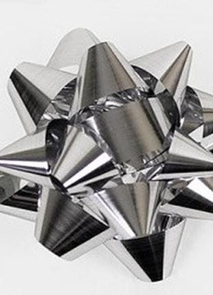 Бантик подарочный, серебро, размер 8 см