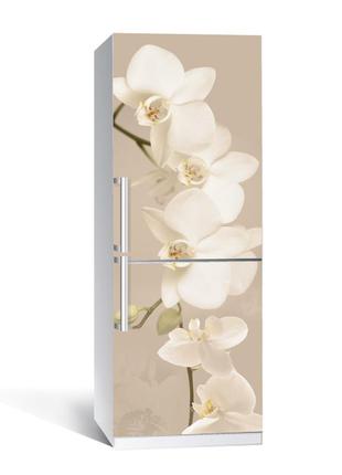 Наклейка на холодильник орхидея беж 01 650х2000мм виниловая 3д наклейка декор на кухню самоклеющаяся хит!