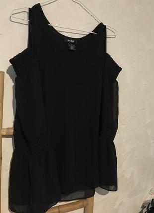 Dkny шифоновая блуза с открытыми плечами3 фото