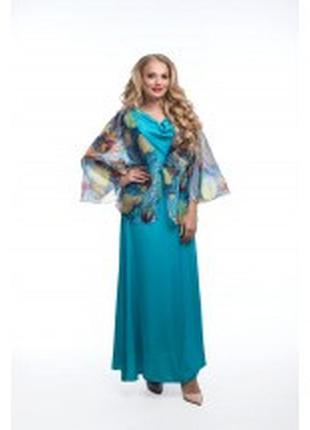 Сукня з накидкою олеся ак-53/ст-19/1 бірюза