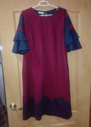 Плаття алеся ак-224 трикотаж червоний рубчик гіпюр