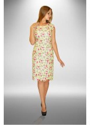 Платье алеся ла-54/ст-20 гипюр лимонный/белый