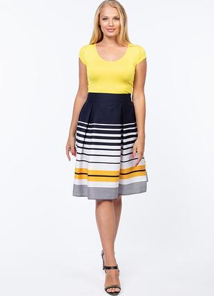 Юбка алеся ак-114 коттон синий желт полоса