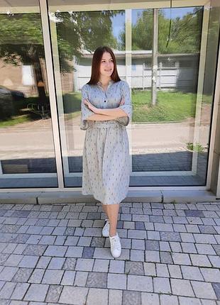 Платье алеся ак-432-2 лен олива веточка