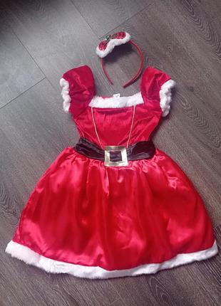 Карнавальное платье мисс санта 3-5 лет код 23х