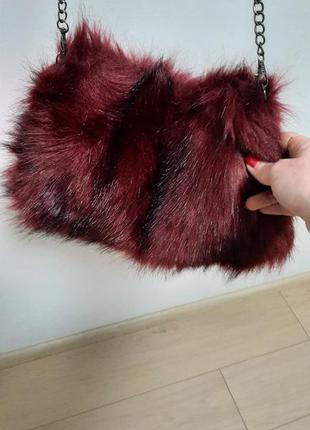 Сумочка бордовая из эко-меха италия