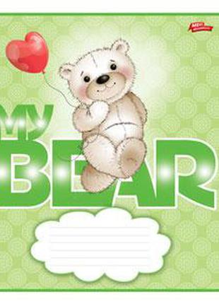 Тетрадь 12 листов линия "my bear" зеленый