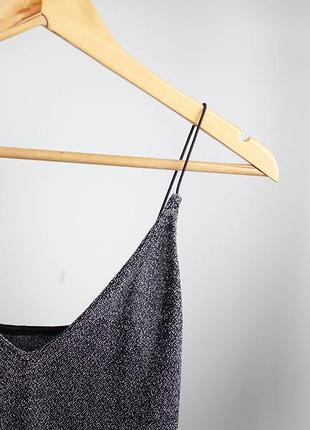 H&m срібне міні сукня з люрексом на тонких бретелях, комбінація, новорічне7 фото