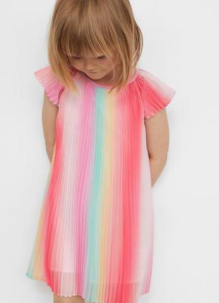 2-3 года 92-98 см h&m фирменное новое нарядное плиссированное платье девочке радуга
