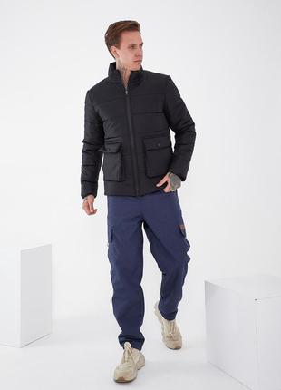 Мужские зимние утепленные спортивные штаны из плащевки на флисе размеры от 50 до 56 (1655син)7 фото