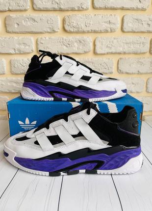 Adidas niteball white black purple чоловічі кросівки адідас