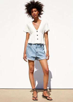 Топ на пуговицах с v-образным вырезом 🔥zara🔥 блуза блузка треугольный вырез