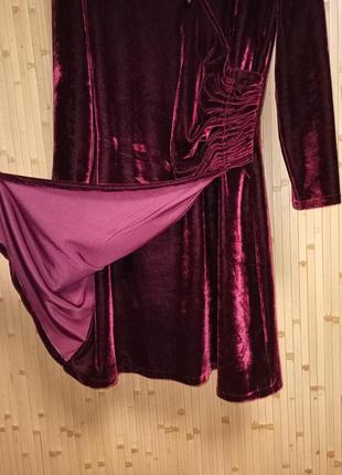 Неймовірно красиве оксамитове плаття з драпіруванням,50-54разм.,франція.5 фото
