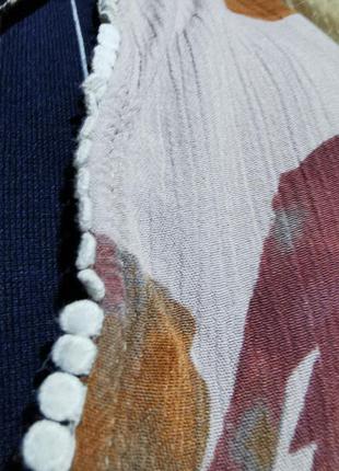 Блуза оверсайз из вискозы natura в бохо стиле с рюшей в принт цветы туника асимметричная6 фото