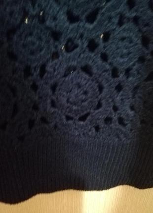 Свитер светр жіночий кроше синий вязка кофта кружевная вязка женский3 фото