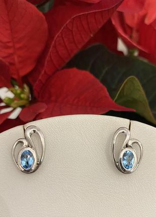 Серебряные серьги с натуральным камнем топаз zarina