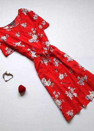 Красное платье в цветочный принт zara