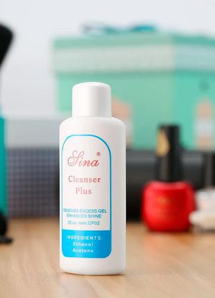 Обезжириватель для ногтей, снятия липкости - жидкость lina cleanser plus 60 мл (лина)