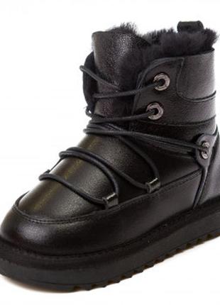 На модерации кожаные ботинки угги fashion черные 107l8034 черн (р. 27-36)