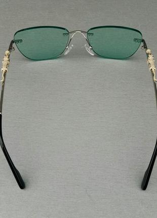 Cartier стильные солнцезащитные очки унисекс светло зелёные с ягуаром6 фото