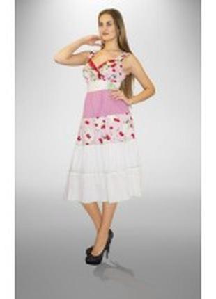 Сарафан алеся л-3 вишня/розов. полина